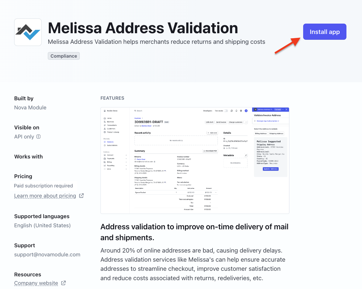 Stripe App Marketplace - Melissa Address Validation.png