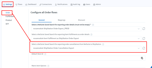 Configure - Order Flow – Nova Module Help